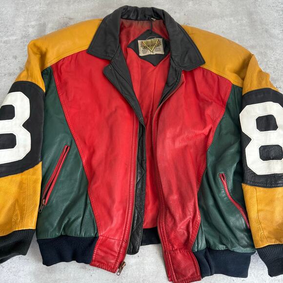 Vintage 1980s Michael Hoban 8-ball leather jacket | Seinfeld David Puddy Jacket - Picture 1 of 16